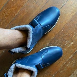 Navy blue fur/Leather boots from FASHION NWOT